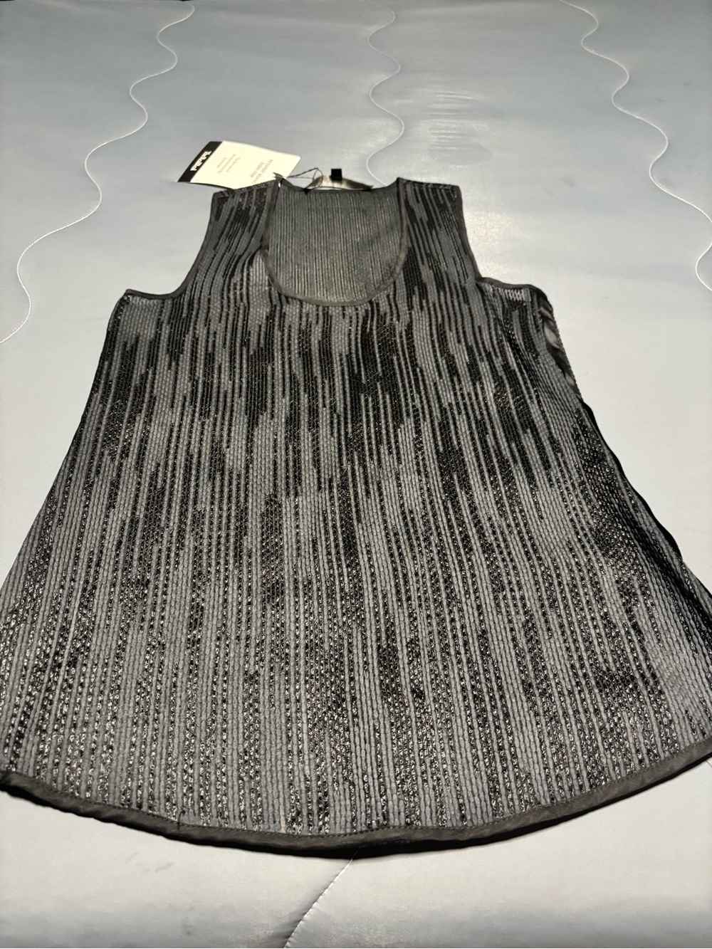 Timo Weiland Black Textured Metallic-Trim Scoop Tank